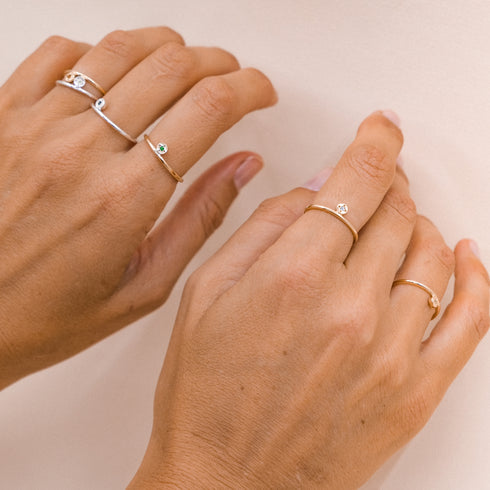 Amethyst Dot Ring in Yellow Gold